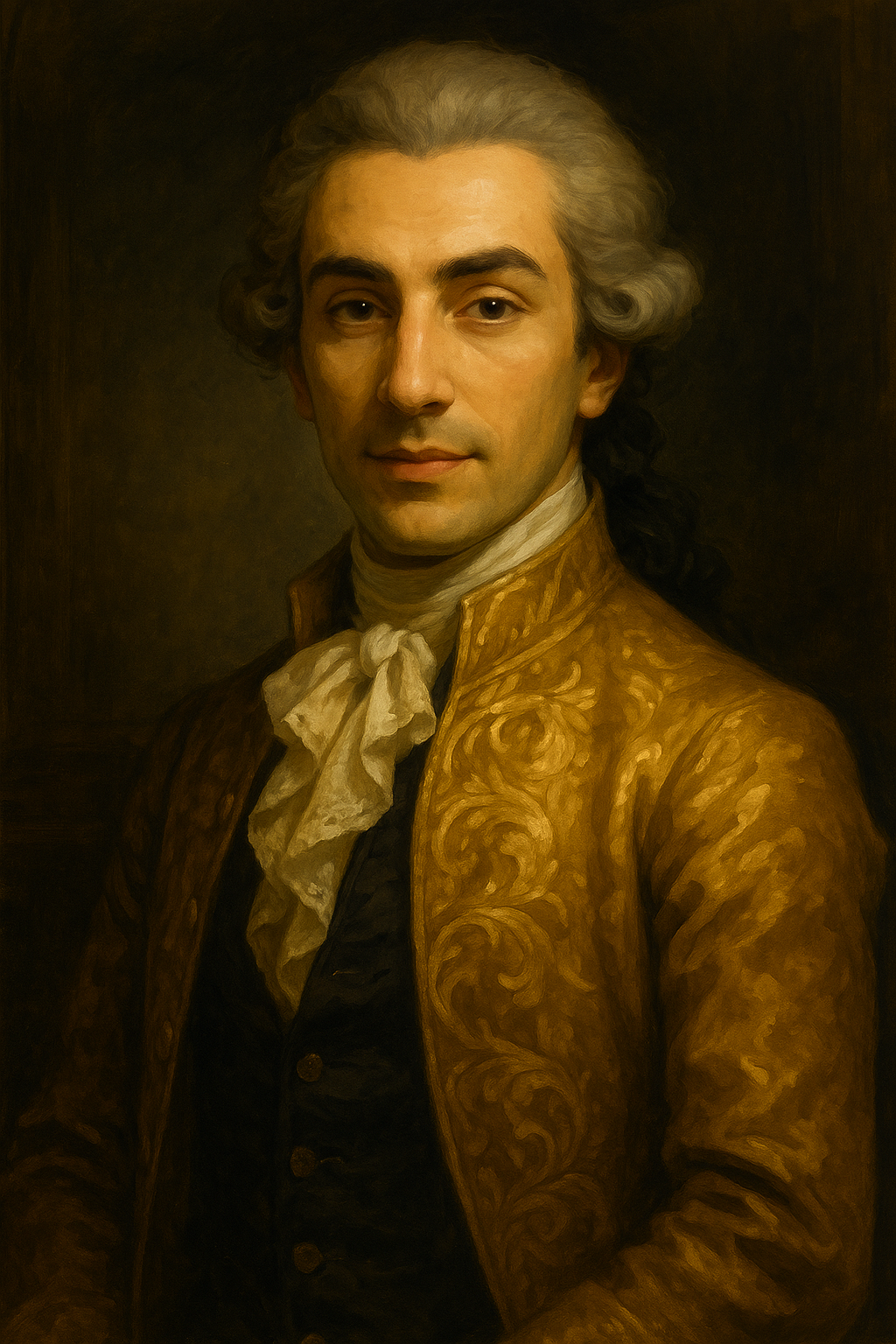 Narrative portrait of Giacomo Casanova, elegant Venetian spy of the 18th century in Ashes of Secrets